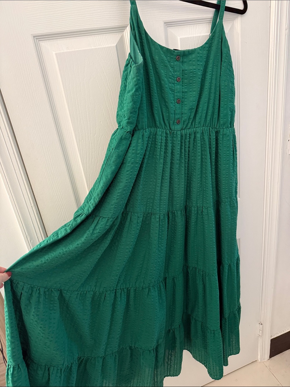 torrid Emerald Green Tiered Maxi Dress with Spaghetti Straps - Picture 2 of 6